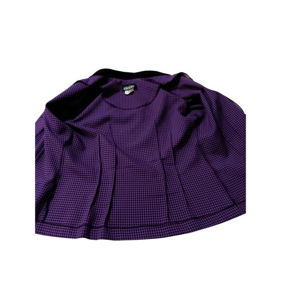 VINTAGE 1970s 2 Piece Suit Long Midi Skirt Jacket Set Large Purple Black Gingham - Picture 11 of 16